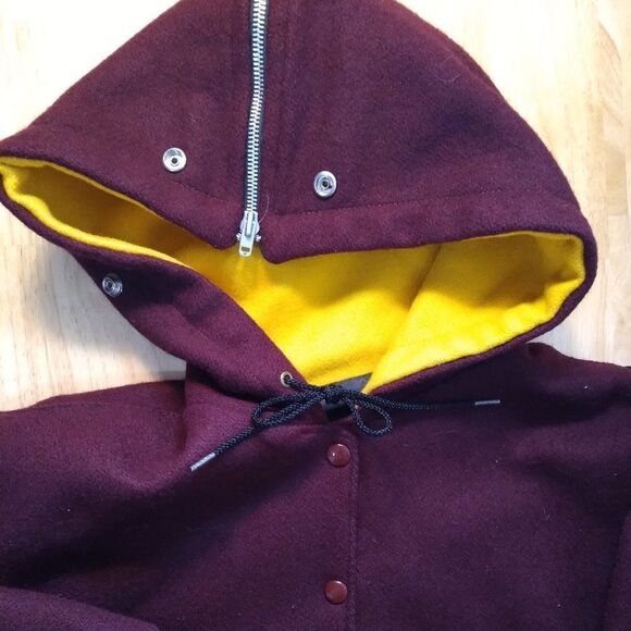 Deadstock Vintage Wool Hooded Varsity Jacket Bomber Coat - Picture 4 of 7